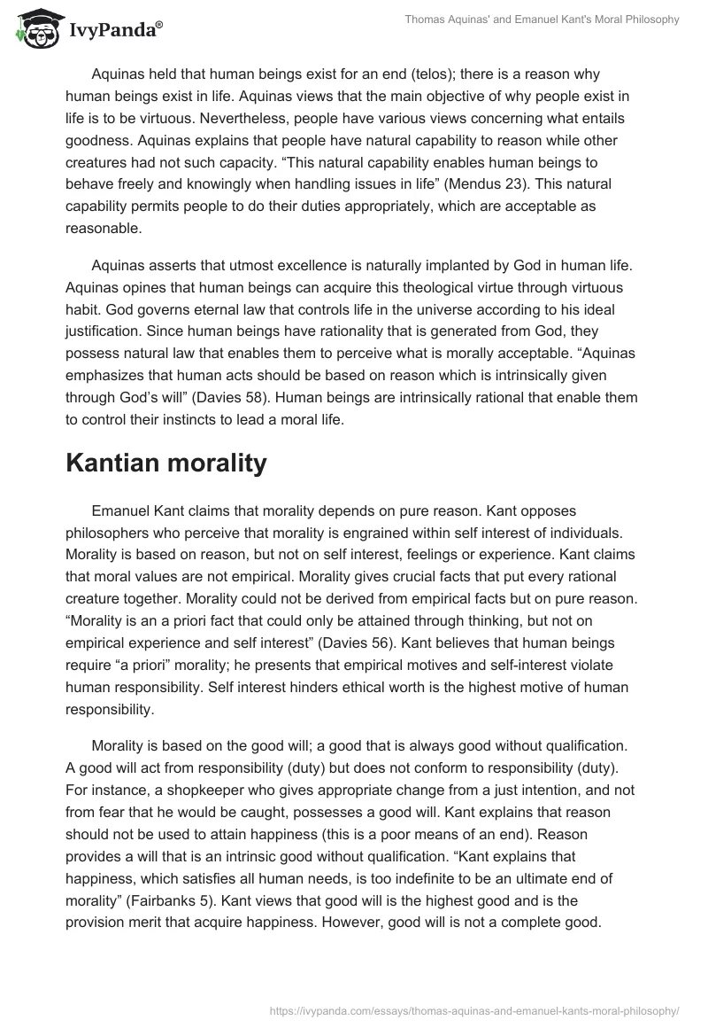 Thomas Aquinas' and Emanuel Kant's Moral Philosophy. Page 2