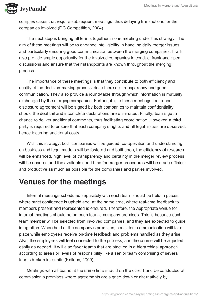 Meetings in Mergers and Acquisitions. Page 2