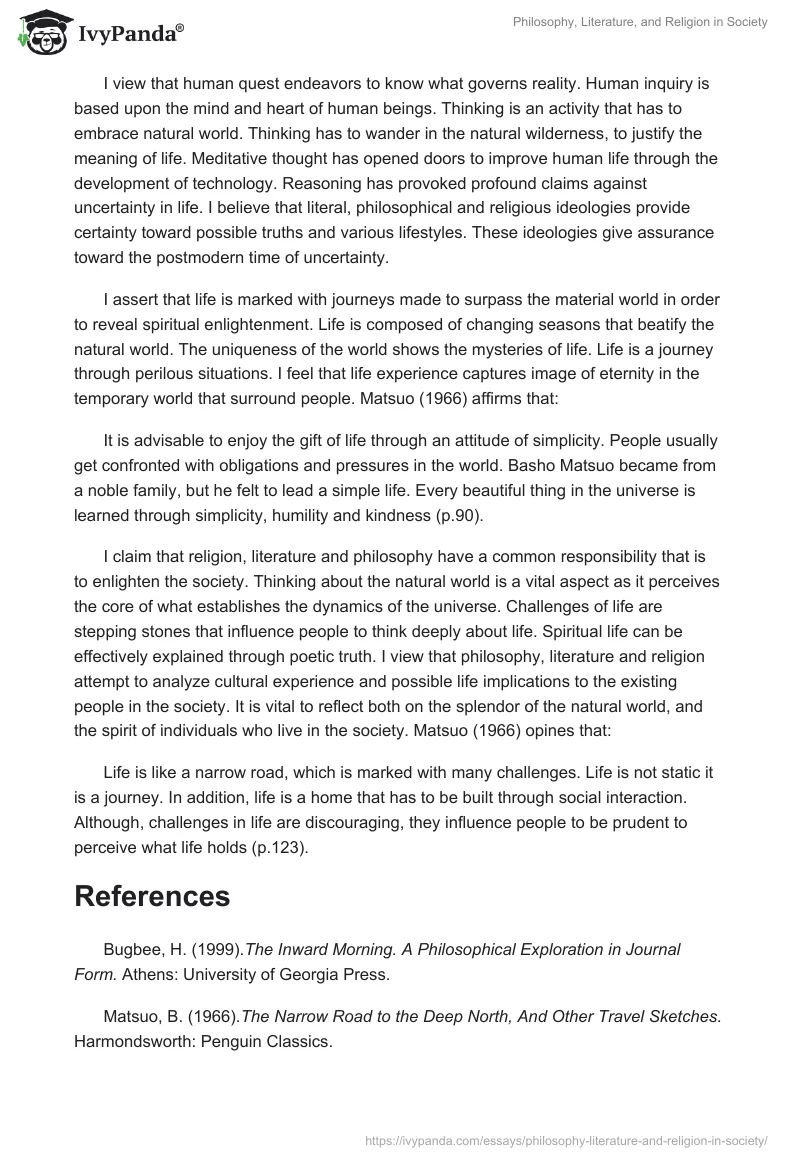 Philosophy, Literature, and Religion in Society. Page 3