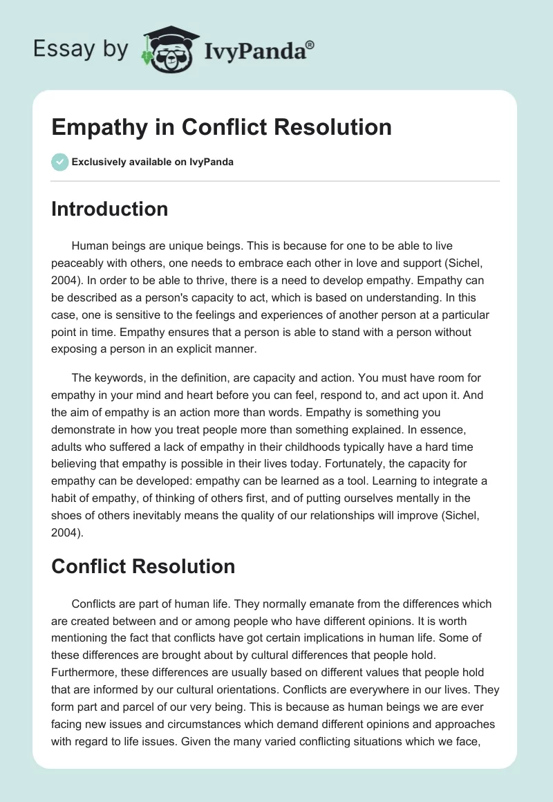 Empathy in Conflict Resolution. Page 1