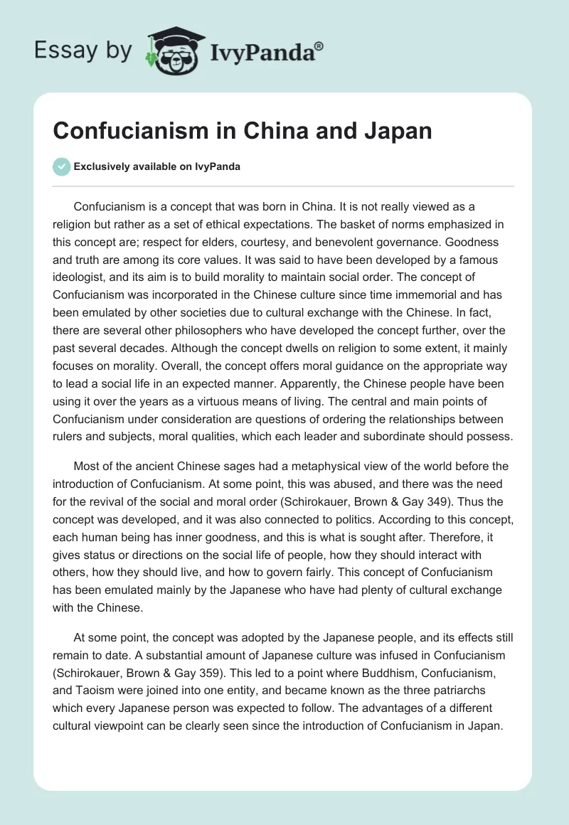 Confucianism in China and Japan. Page 1