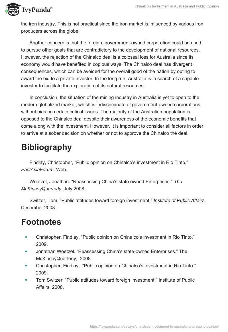 Chinalco's Investment in Australia and Public Opinion. Page 2