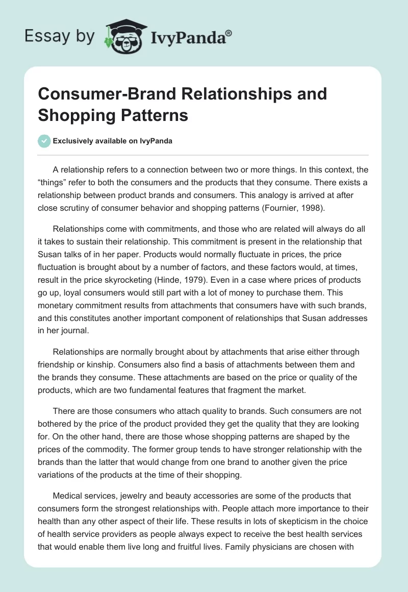Consumer-Brand Relationships and Shopping Patterns. Page 1