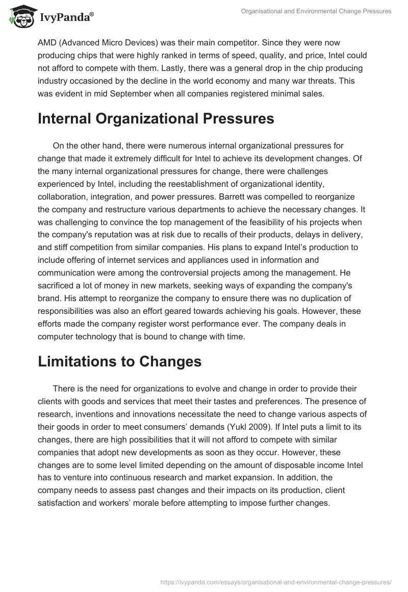 Organisational and Environmental Change Pressures. Page 2