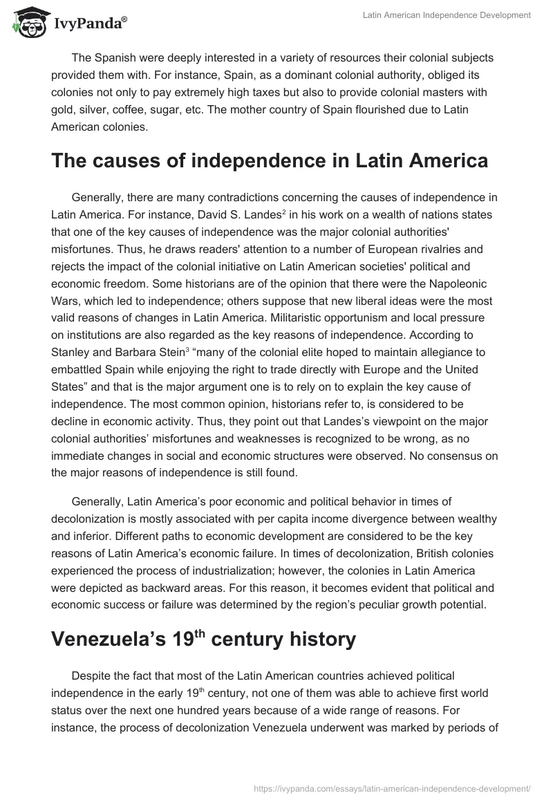 Latin American Independence Development. Page 2