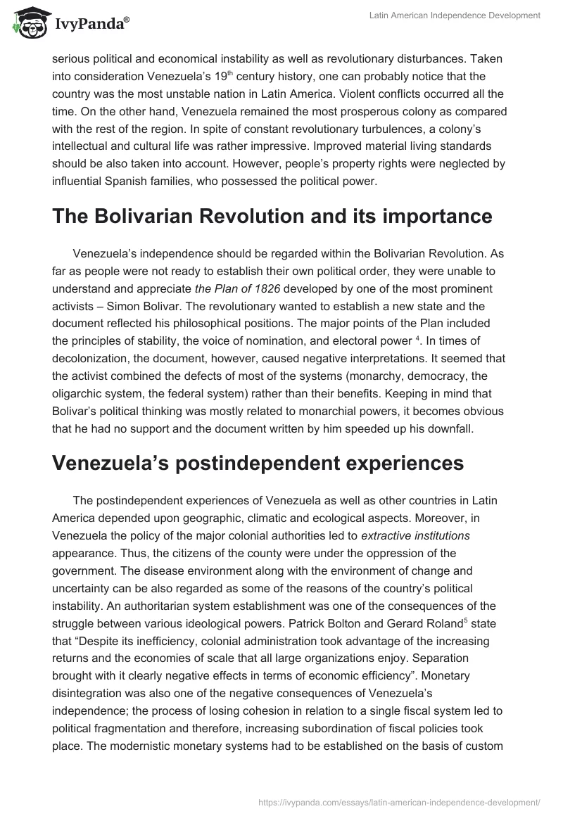 Latin American Independence Development. Page 3
