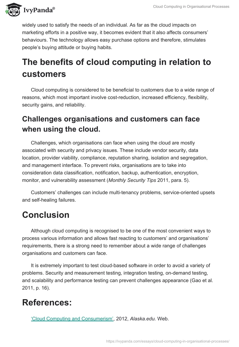 Cloud Computing in Organisational Processes. Page 2