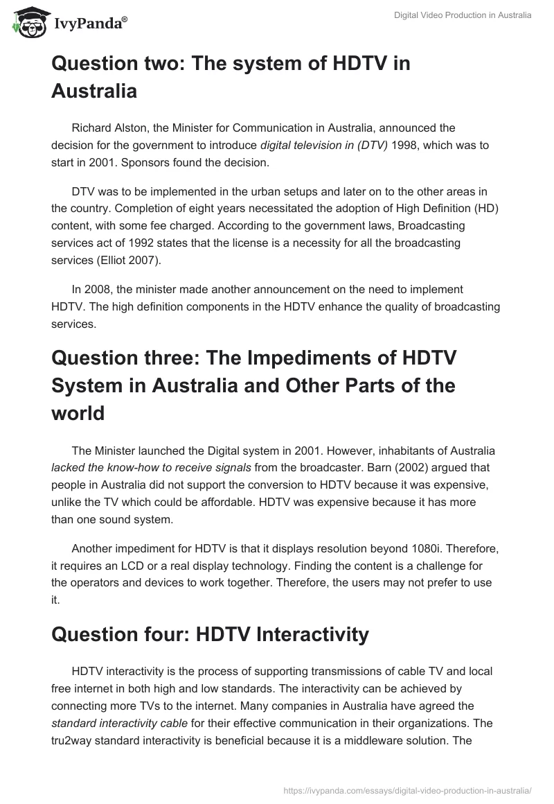 Digital Video Production in Australia. Page 2