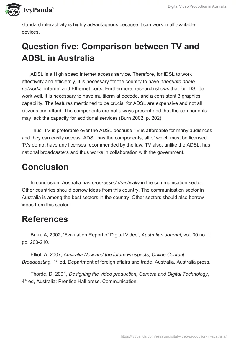Digital Video Production in Australia. Page 3