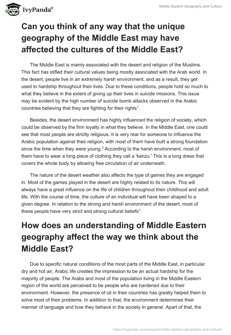 Middle Eastern Geography and Culture. Page 2