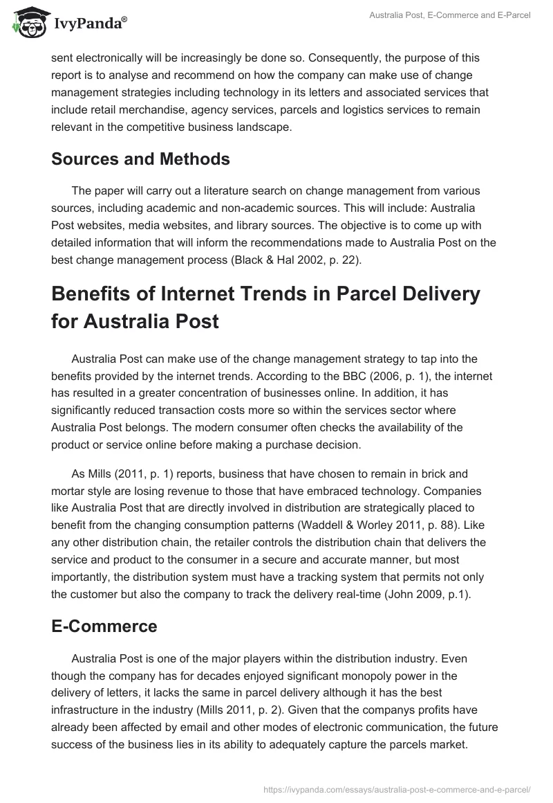 Australia Post, E-Commerce and E-Parcel. Page 2