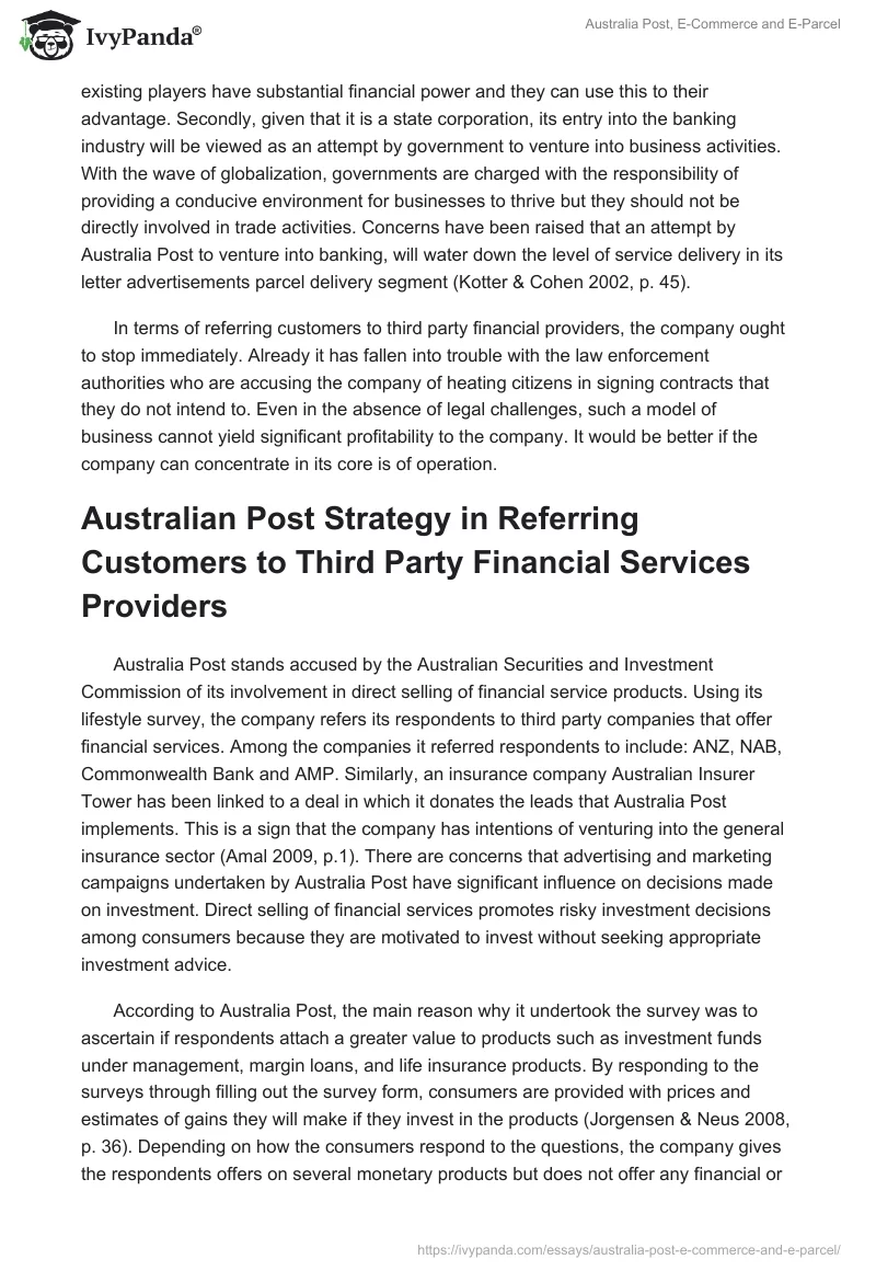 Australia Post, E-Commerce and E-Parcel. Page 5