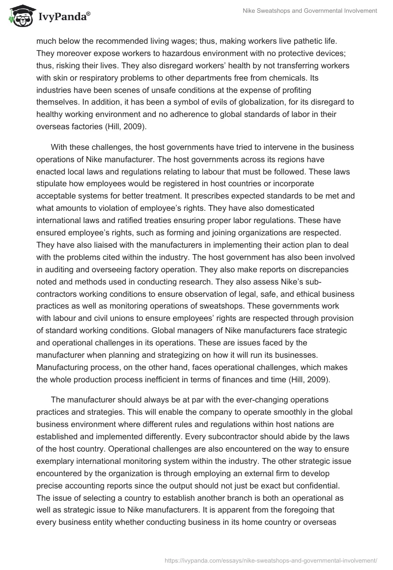Nike Sweatshops and Governmental Involvement. Page 2