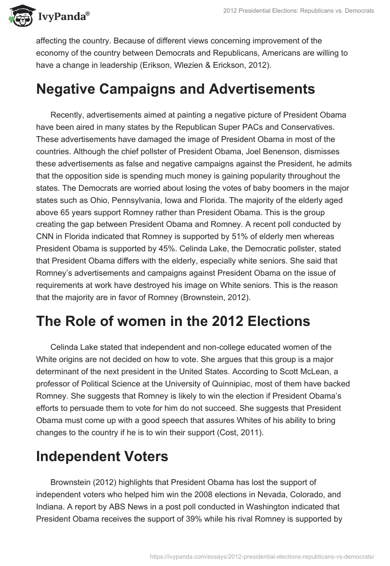 2012 Presidential Elections: Republicans vs. Democrats. Page 3