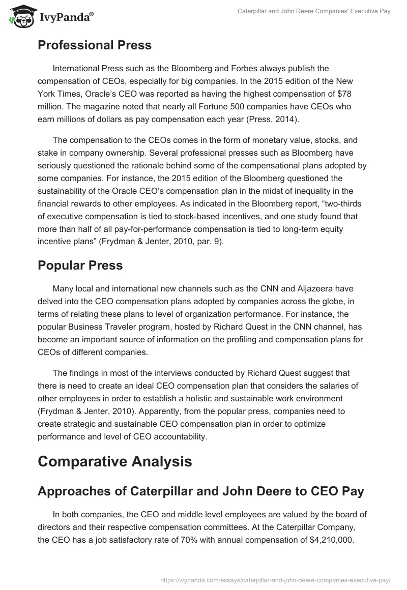 Caterpillar and John Deere Companies' Executive Pay. Page 2