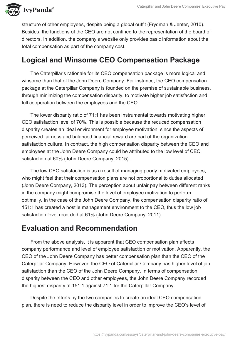 Caterpillar and John Deere Companies' Executive Pay. Page 4