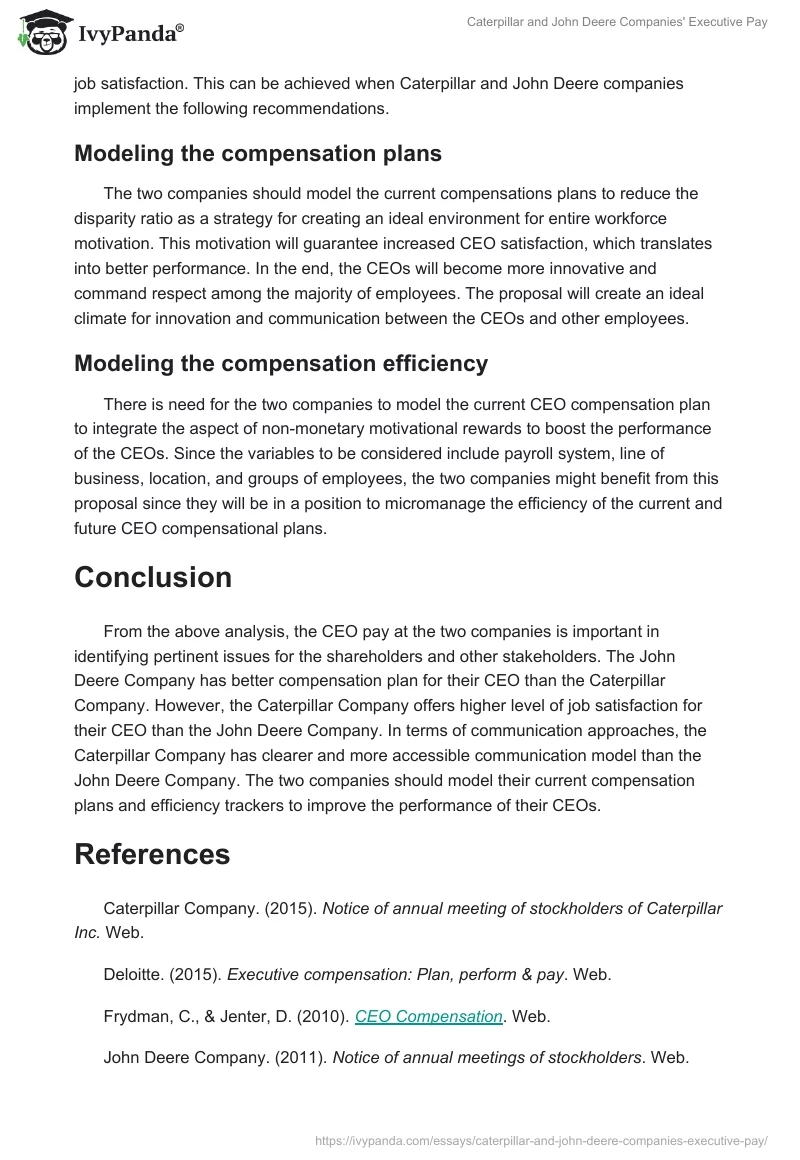 Caterpillar and John Deere Companies' Executive Pay. Page 5