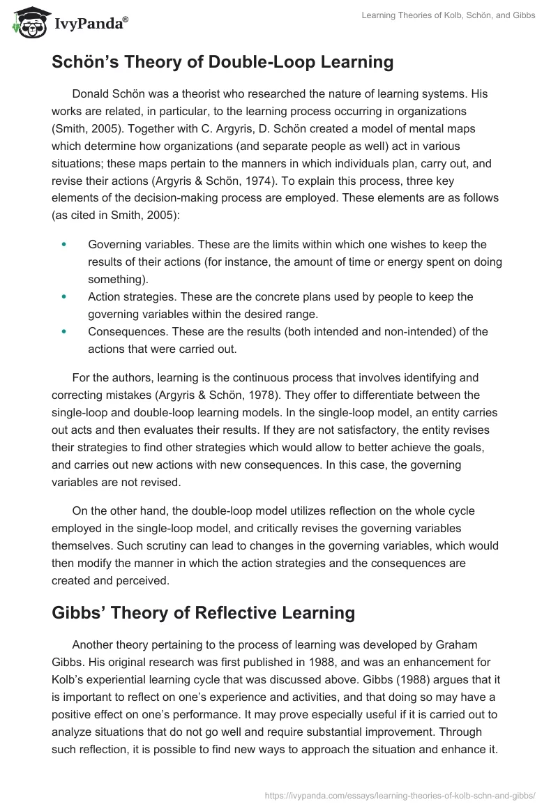 Learning Theories of Kolb, Schön, and Gibbs. Page 3