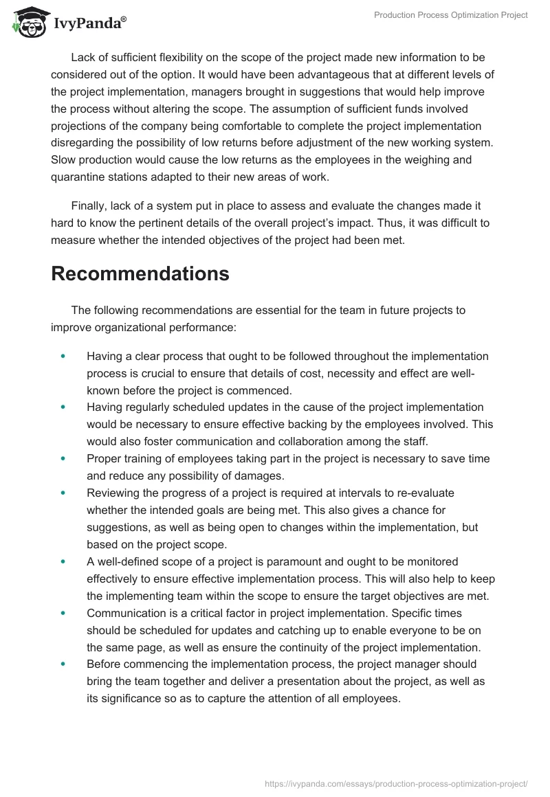 Production Process Optimization Project. Page 3