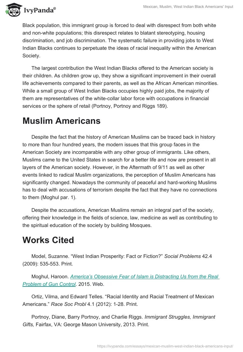 Mexican, Muslim, West Indian Black Americans' Input. Page 2
