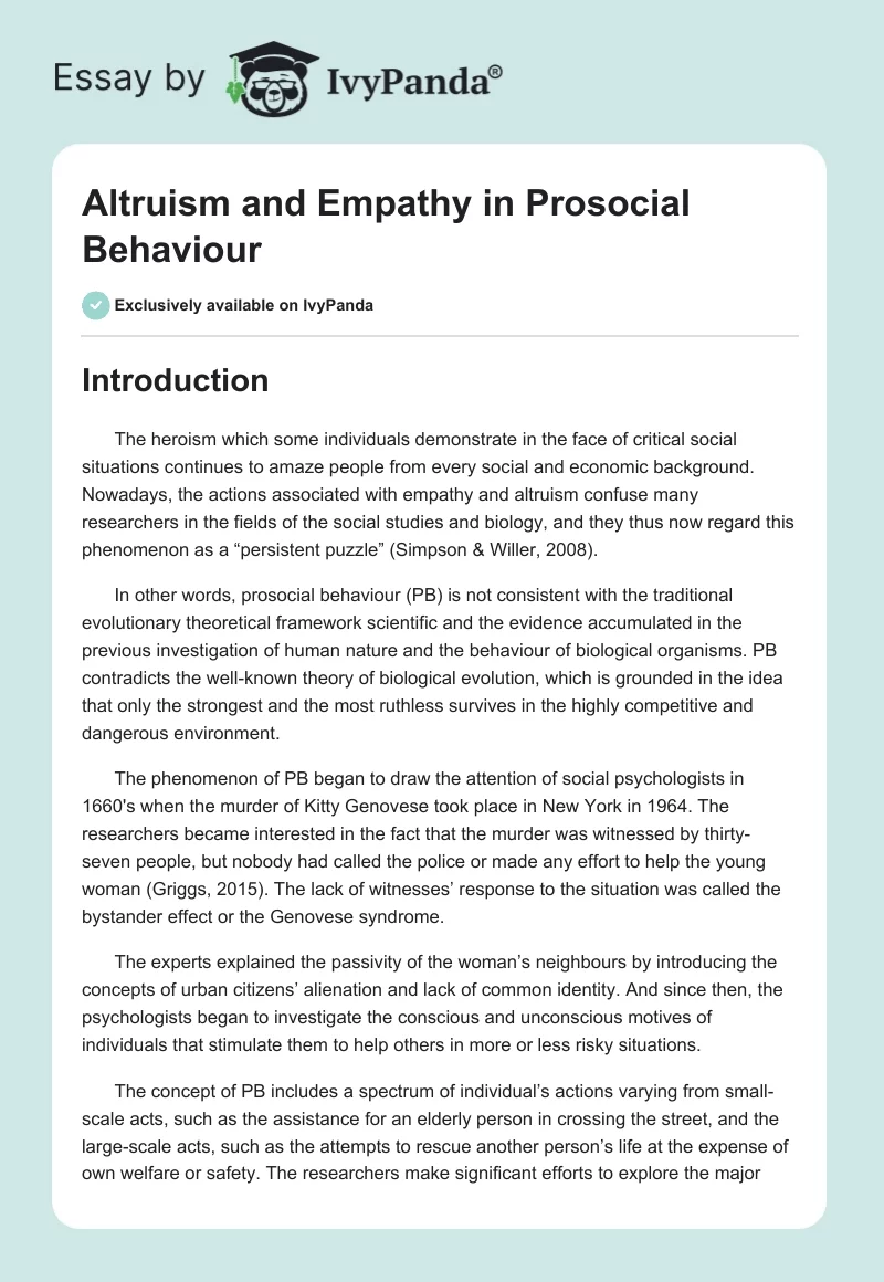 Altruism and Empathy in Prosocial Behaviour. Page 1