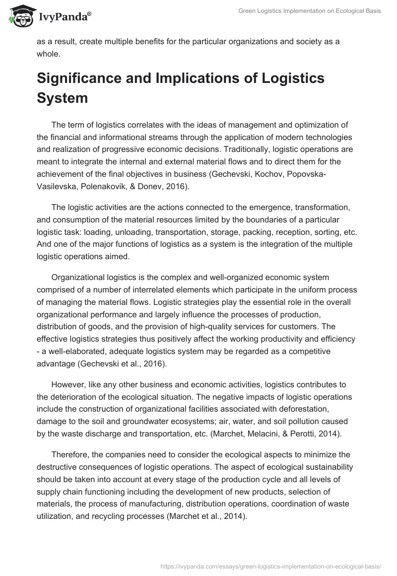 Green Logistics Implementation on Ecological Basis. Page 2
