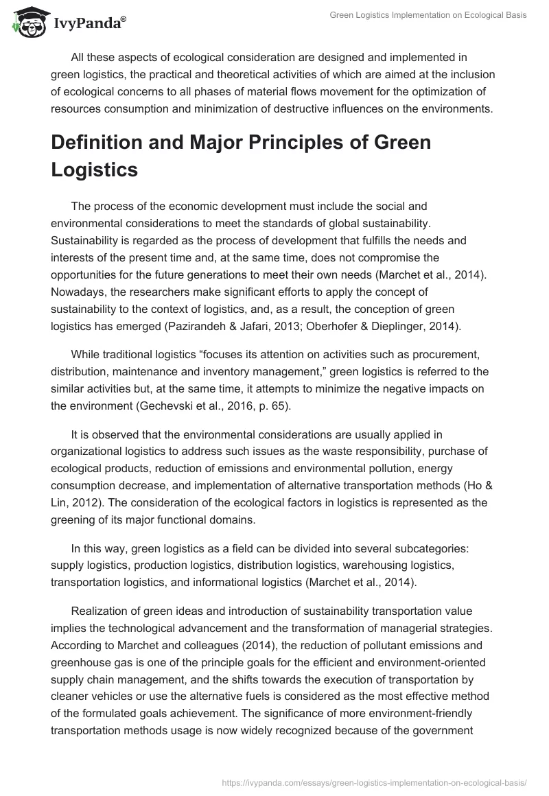 Green Logistics Implementation on Ecological Basis. Page 3