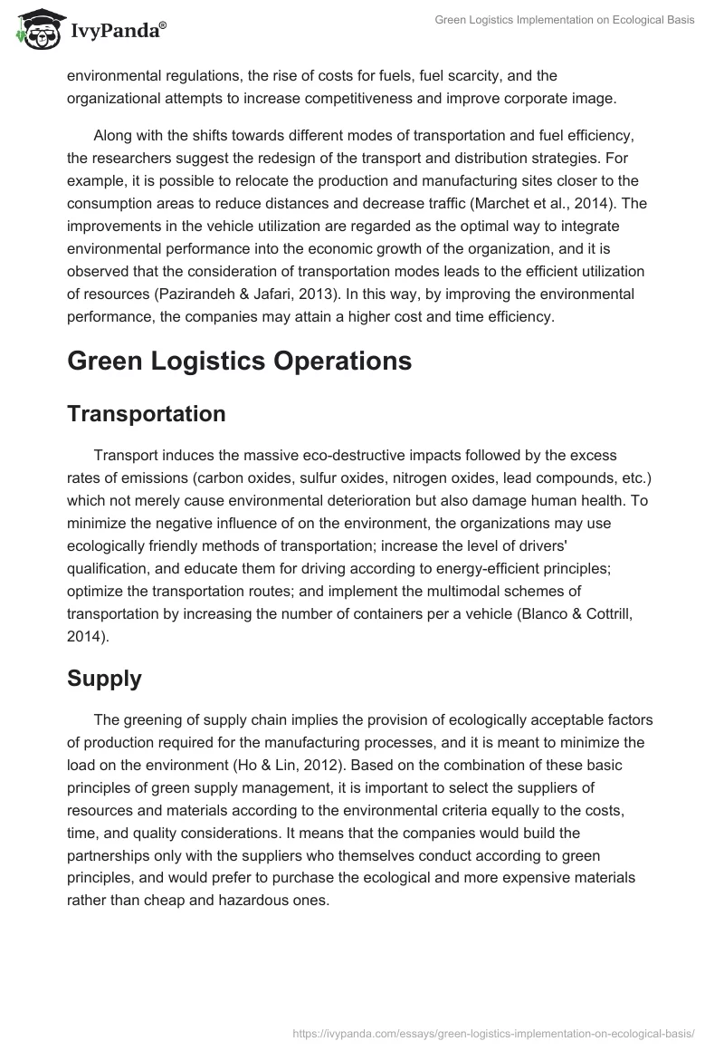 Green Logistics Implementation on Ecological Basis. Page 4