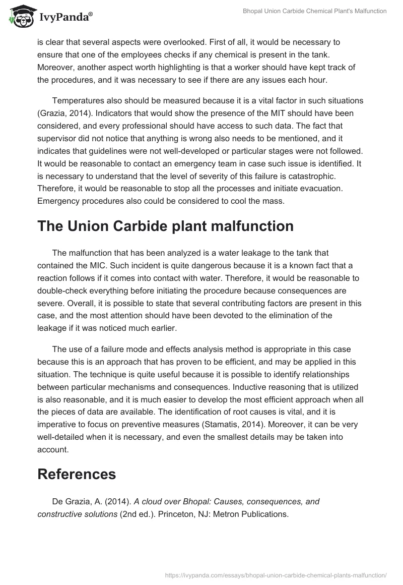 Bhopal Union Carbide Chemical Plant's Malfunction. Page 2