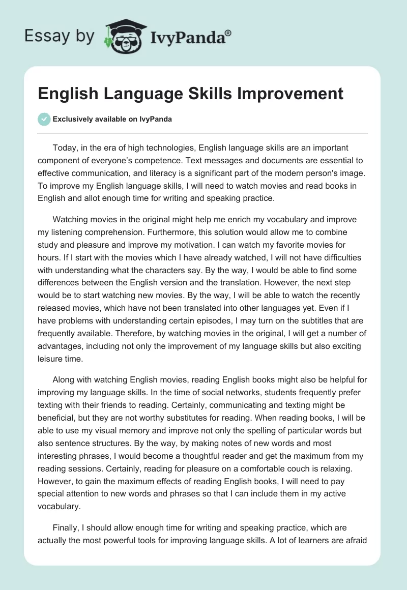 English Language Skills Improvement. Page 1