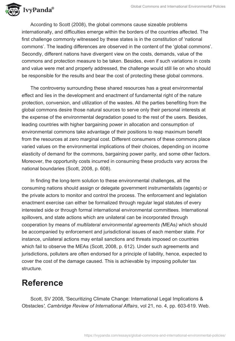 Global Commons and International Environmental Policies. Page 2