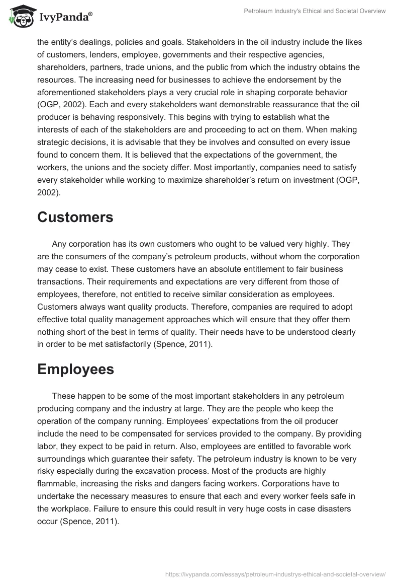Petroleum Industry's Ethical and Societal Overview. Page 3