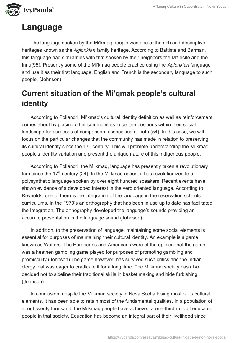 Mi'kmaq Culture in Cape Breton, Nova Scotia. Page 3