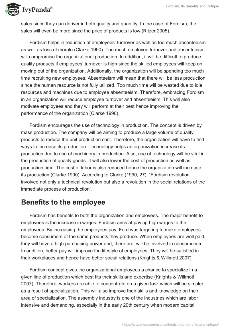 Fordism, Its Benefits and Critique. Page 4
