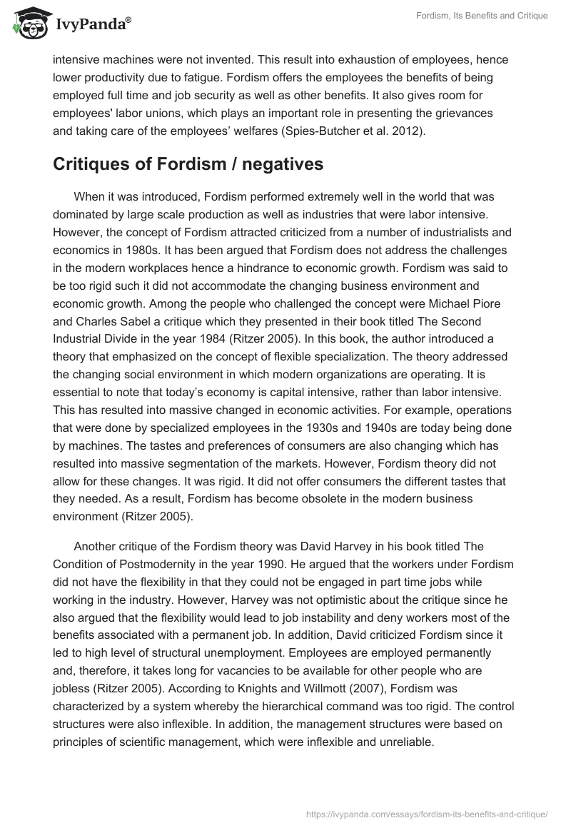 Fordism, Its Benefits and Critique. Page 5