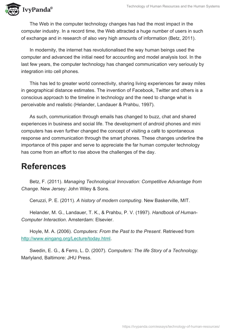 Technology of Human Resources and the Human Systems. Page 4
