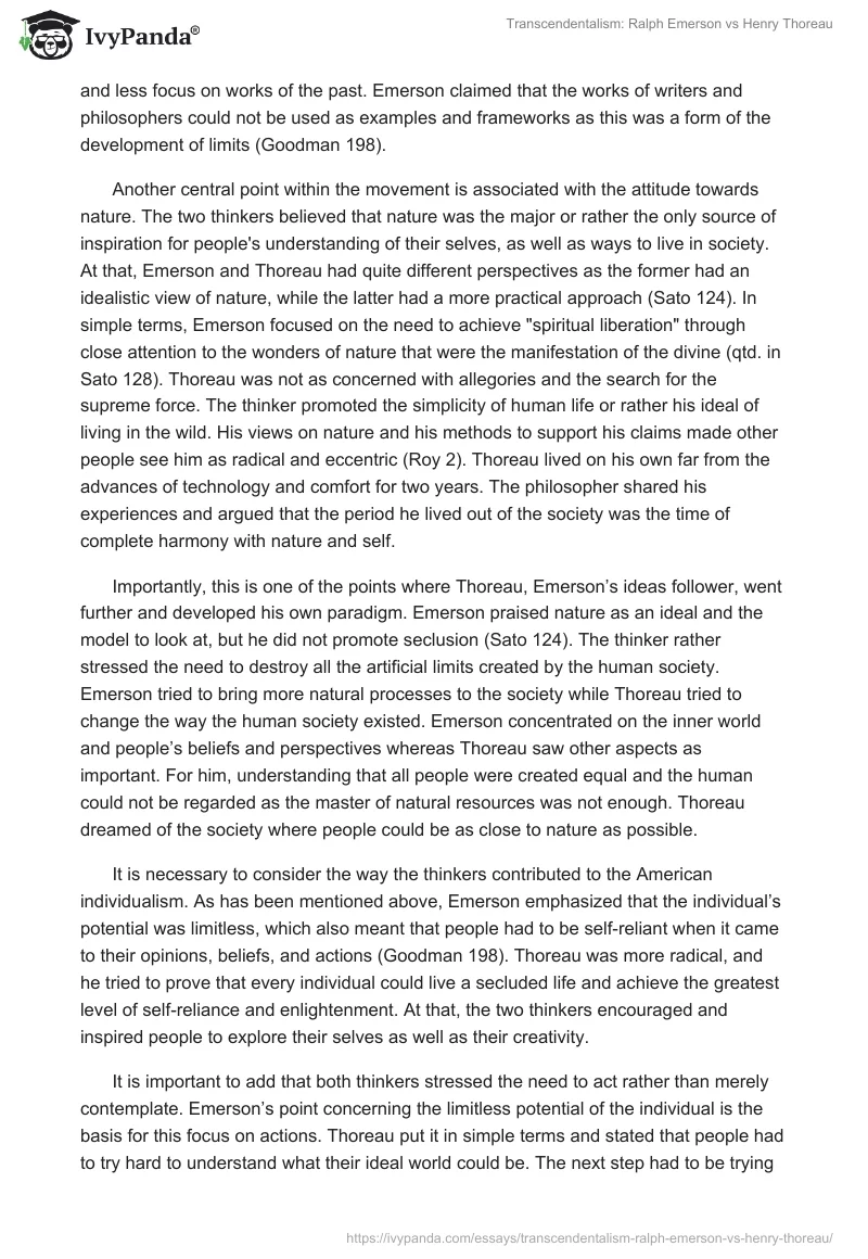 Transcendentalism: Ralph Emerson vs Henry Thoreau. Page 2