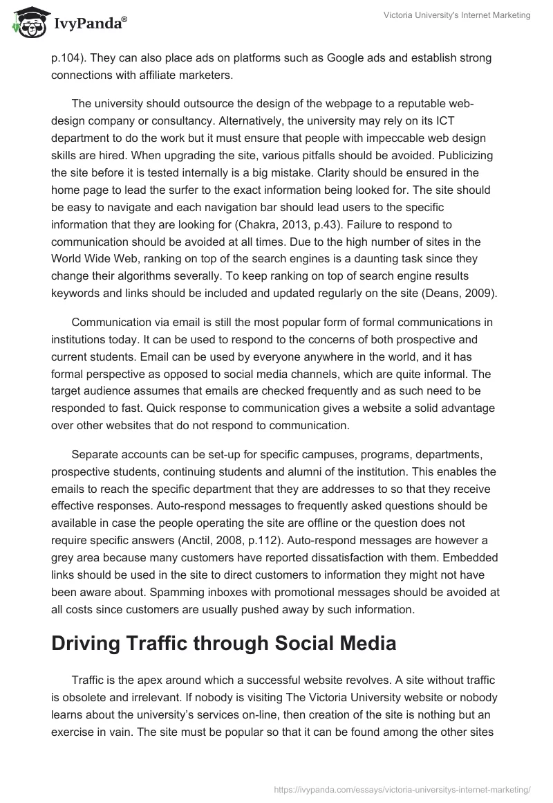 Victoria University's Internet Marketing. Page 3