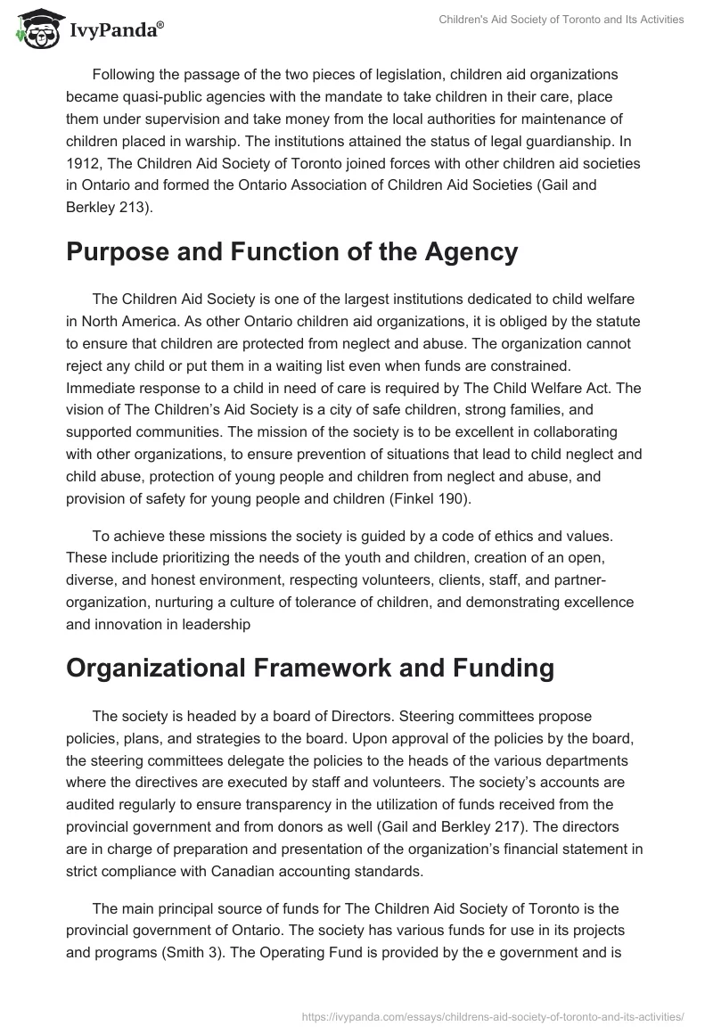 Children's Aid Society of Toronto and Its Activities. Page 2