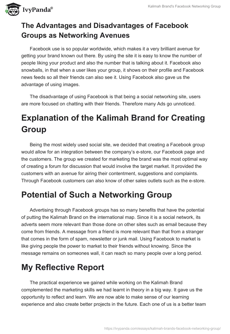Kalimah Brand's Facebook Networking Group. Page 2