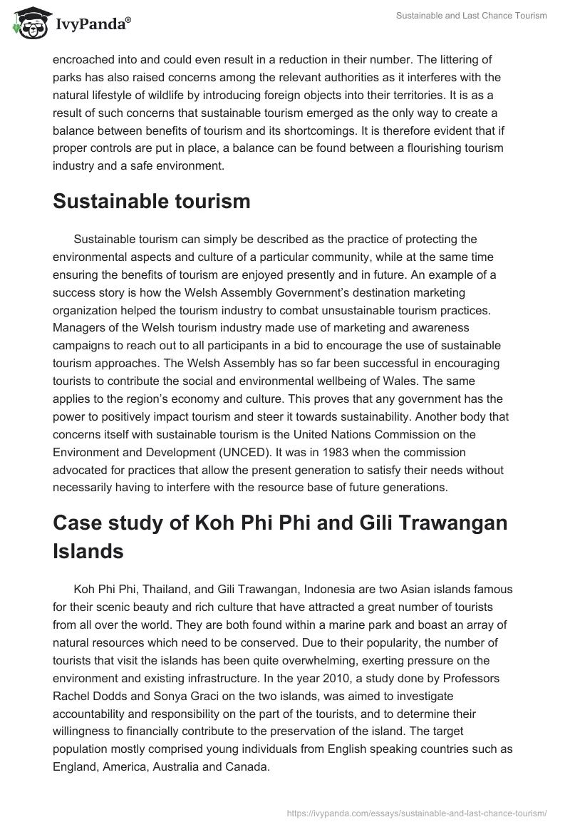 Sustainable and Last Chance Tourism. Page 2