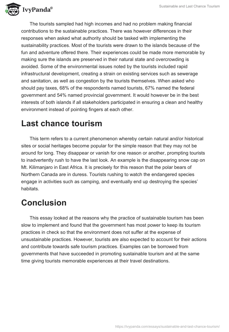 Sustainable and Last Chance Tourism. Page 3