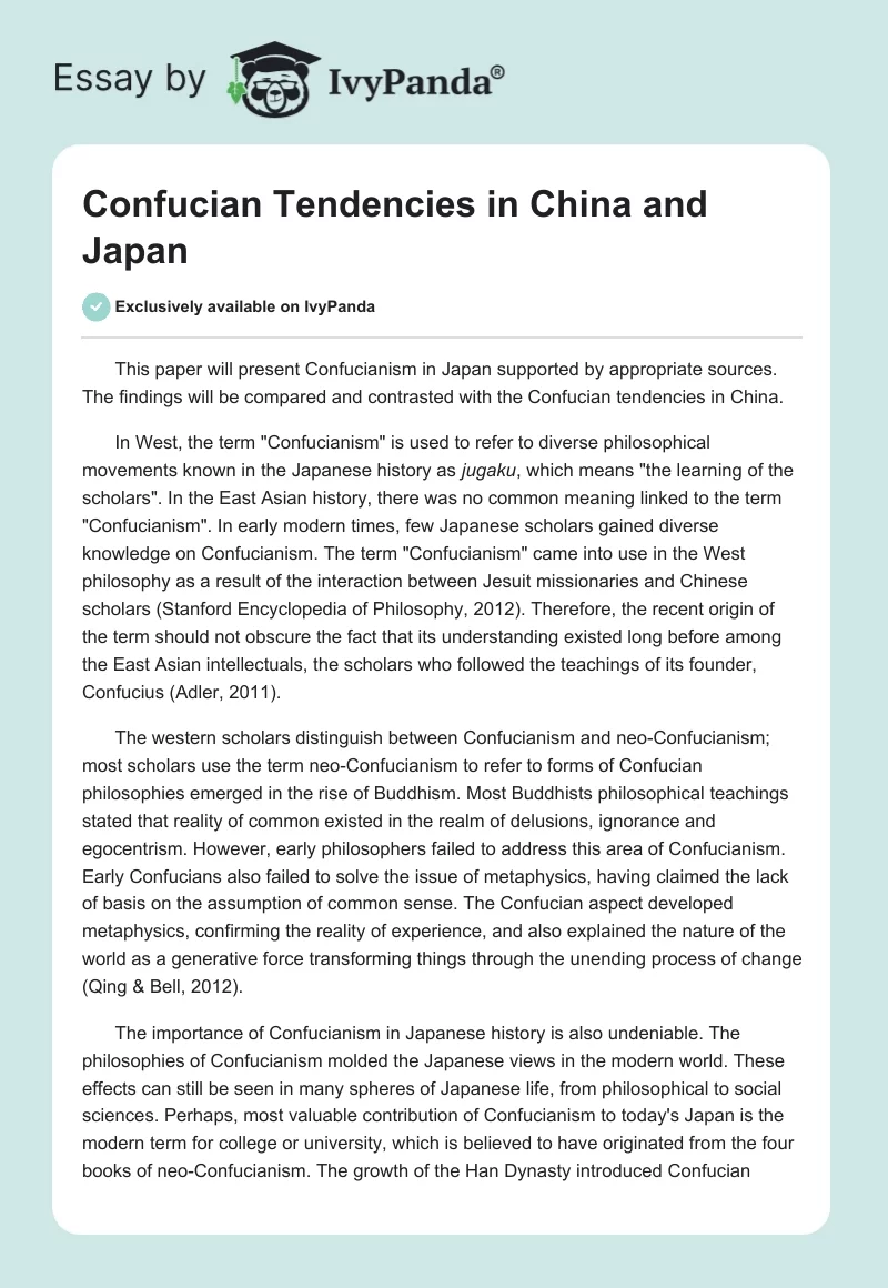 Confucian Tendencies in China and Japan. Page 1