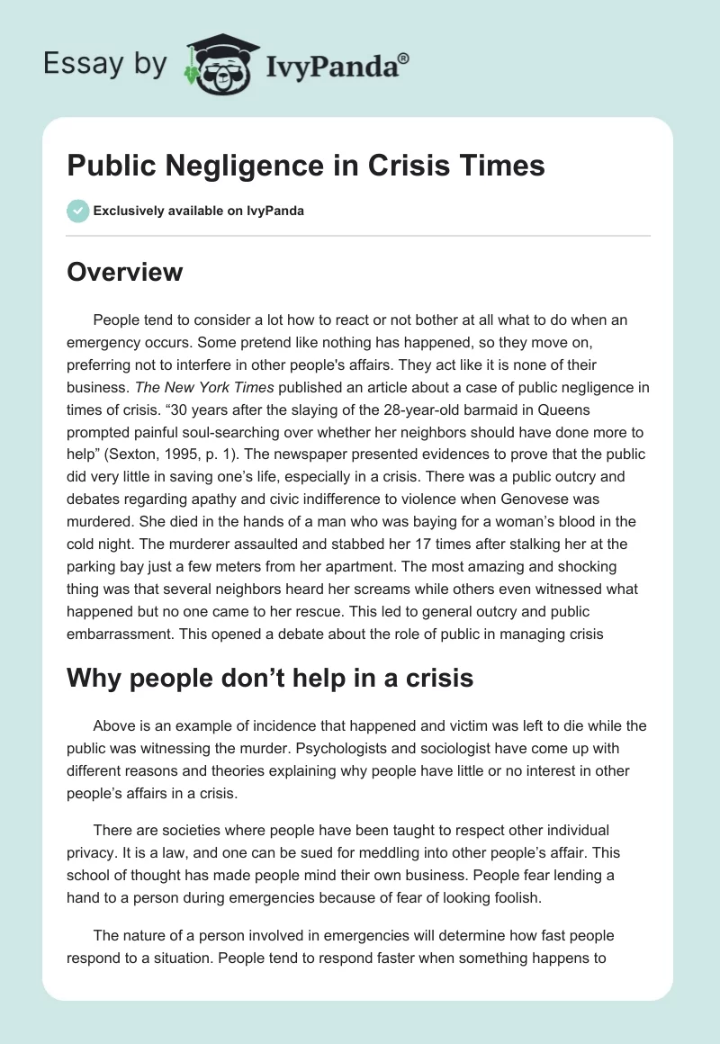 Public Negligence in Crisis Times. Page 1