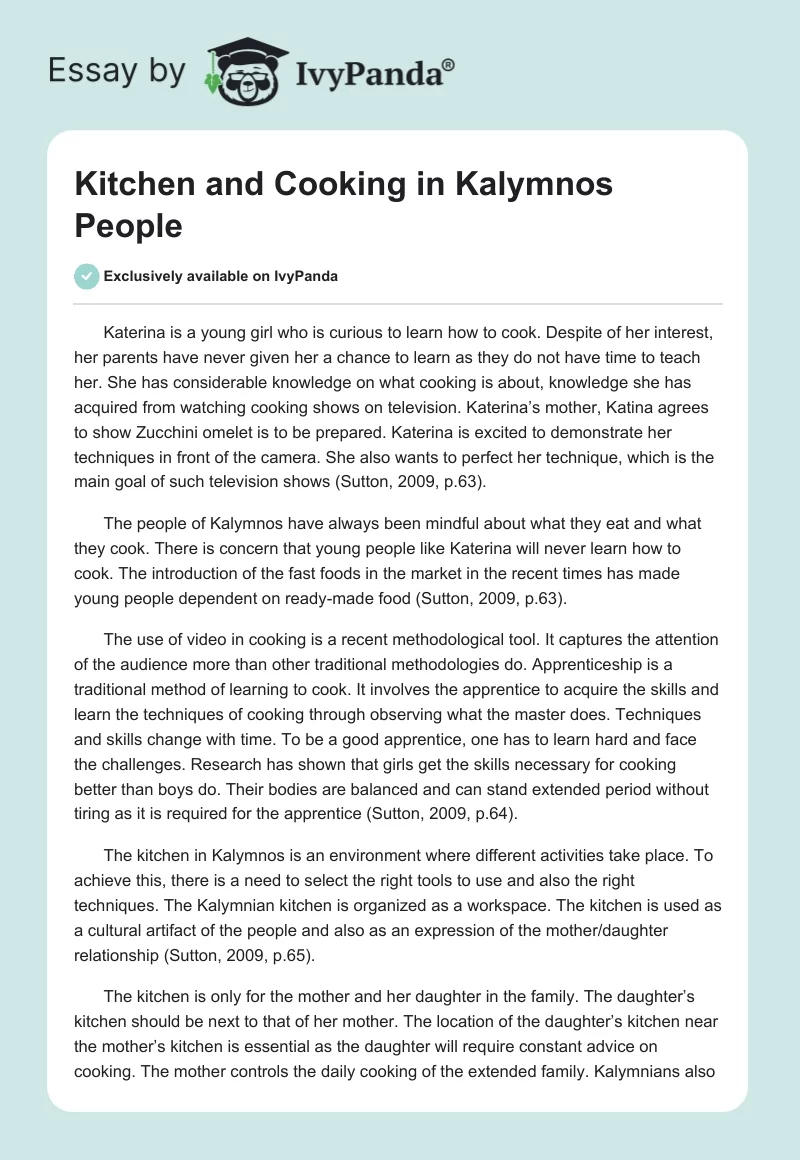 Kitchen and Cooking in Kalymnos People. Page 1