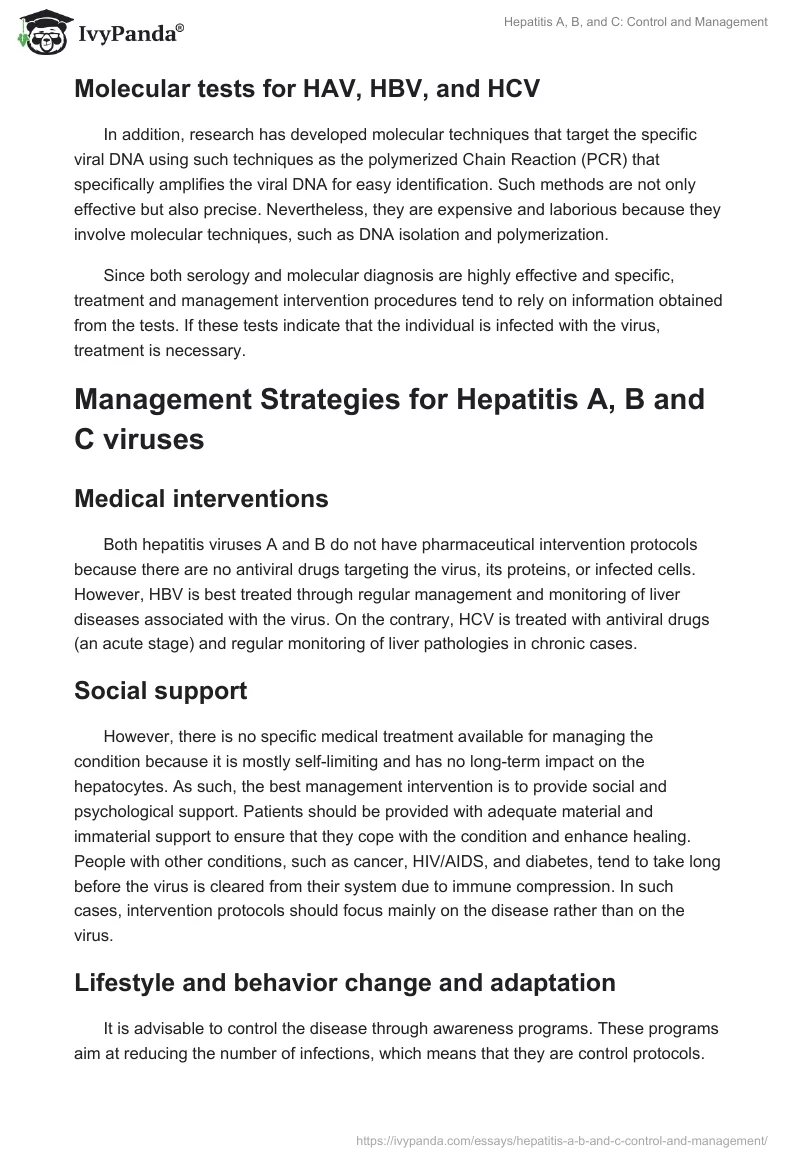Hepatitis A, B, and C: Control and Management. Page 4
