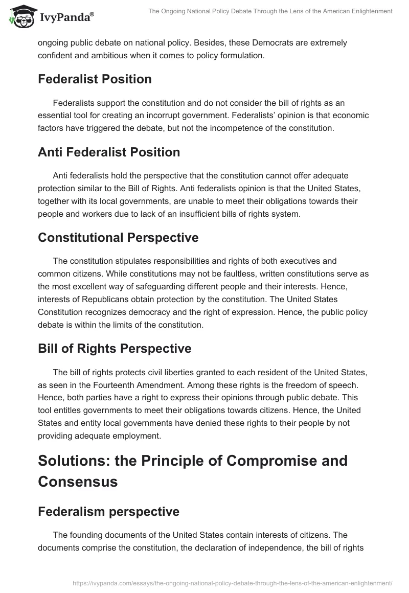 The Ongoing National Policy Debate Through the Lens of the American Enlightenment. Page 3