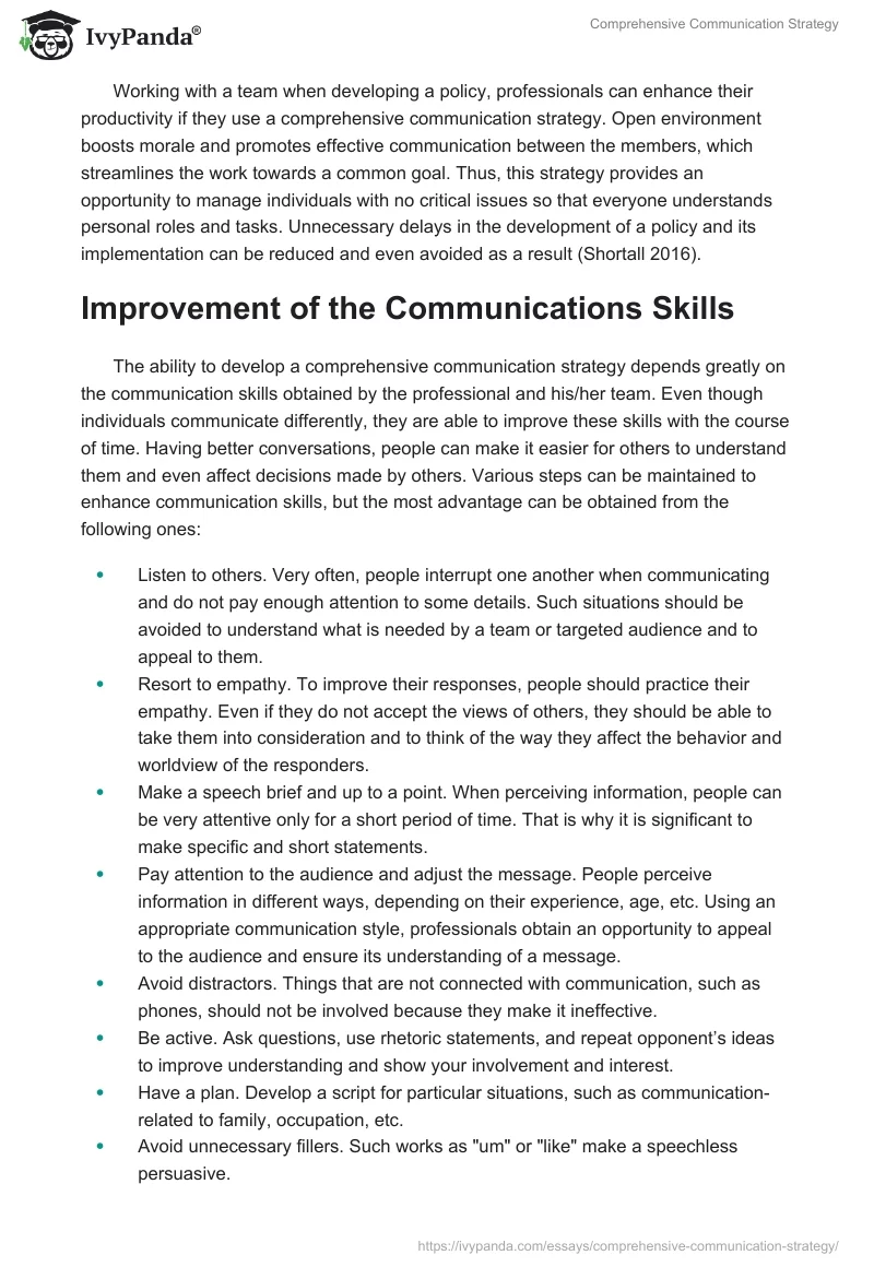 Comprehensive Communication Strategy. Page 2