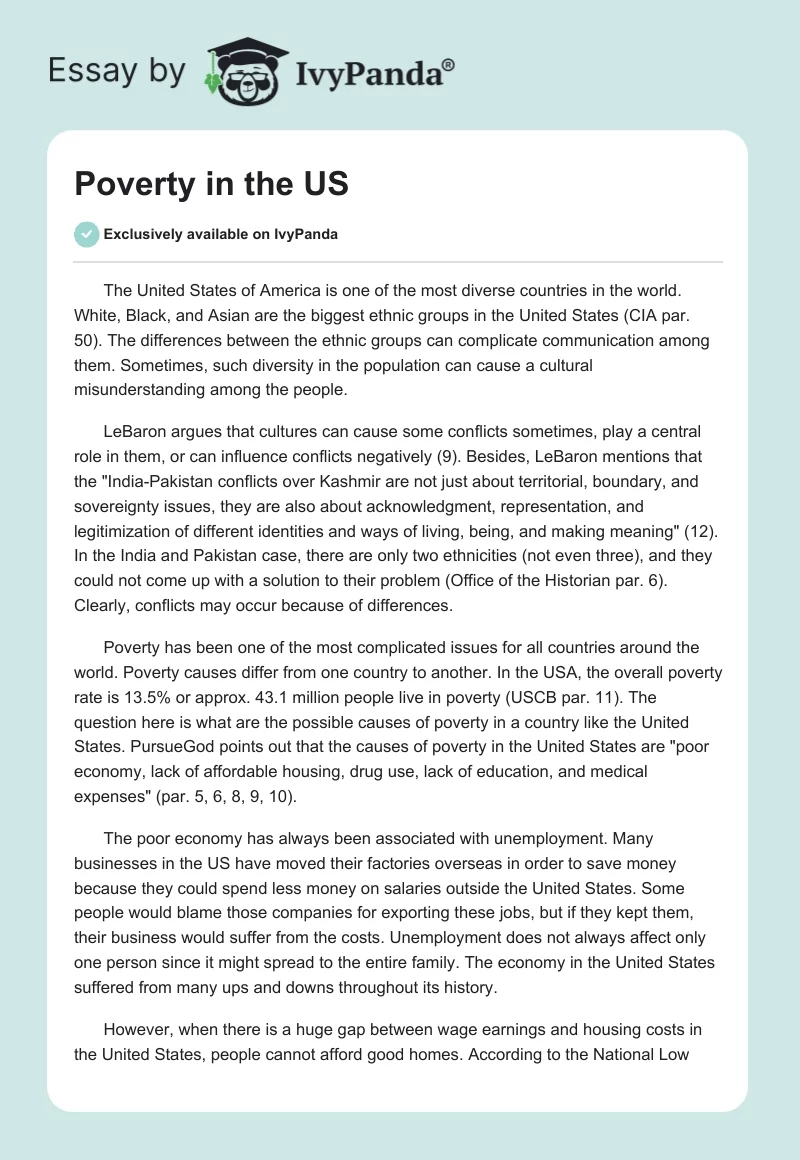 the poverty in america essay