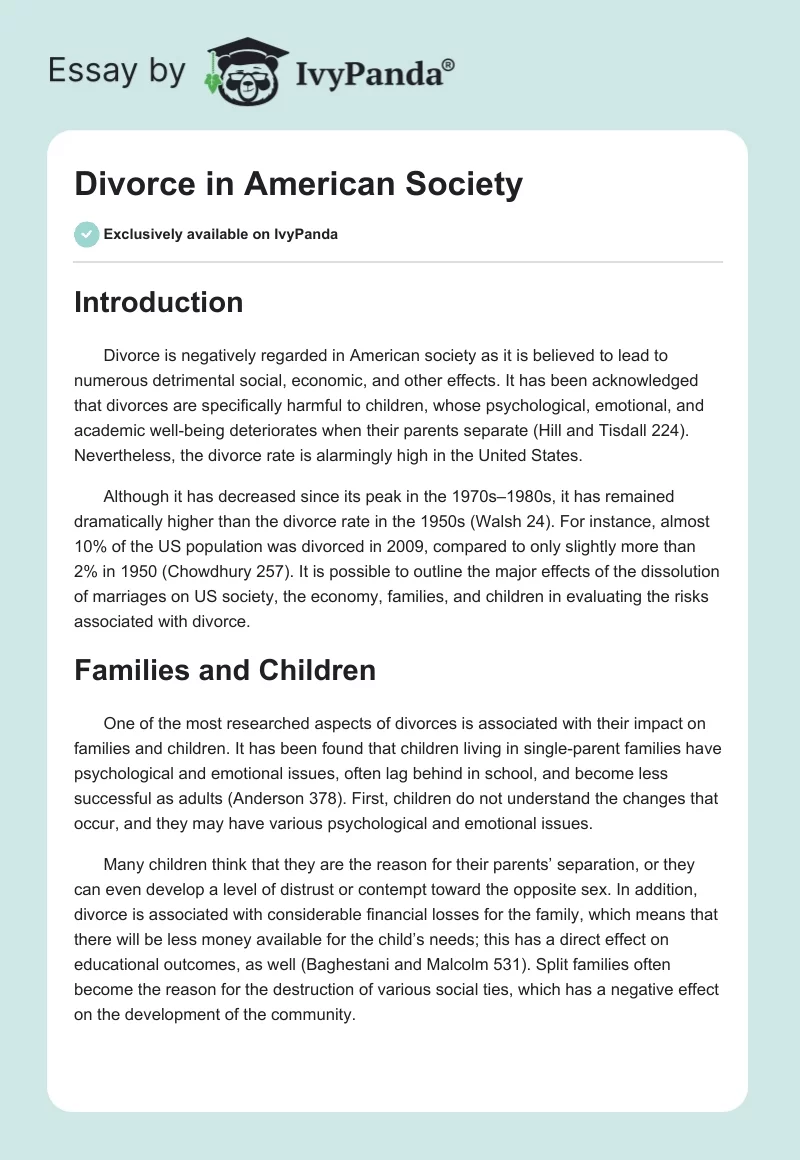 Divorce in American Society. Page 1